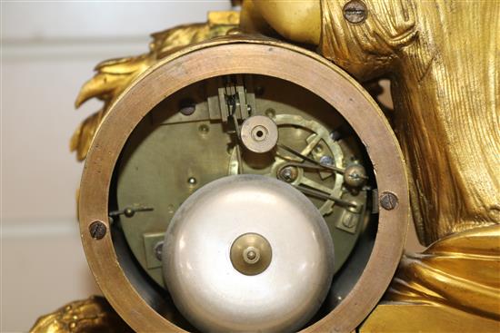 A French gilt bronze and porcelain mounted mantel clock
